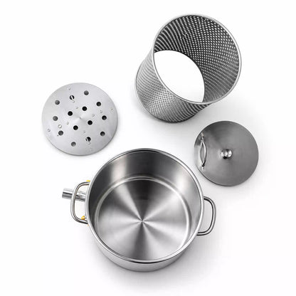 30 liter wax press components including perforated plate, basket and base parts