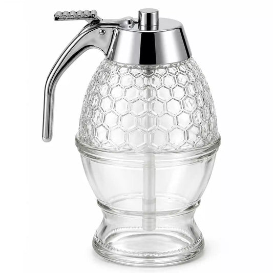 Stylish Honey Dispenser Pot | Beehive Design with Flow Control ( Honeycomb Pattern )
