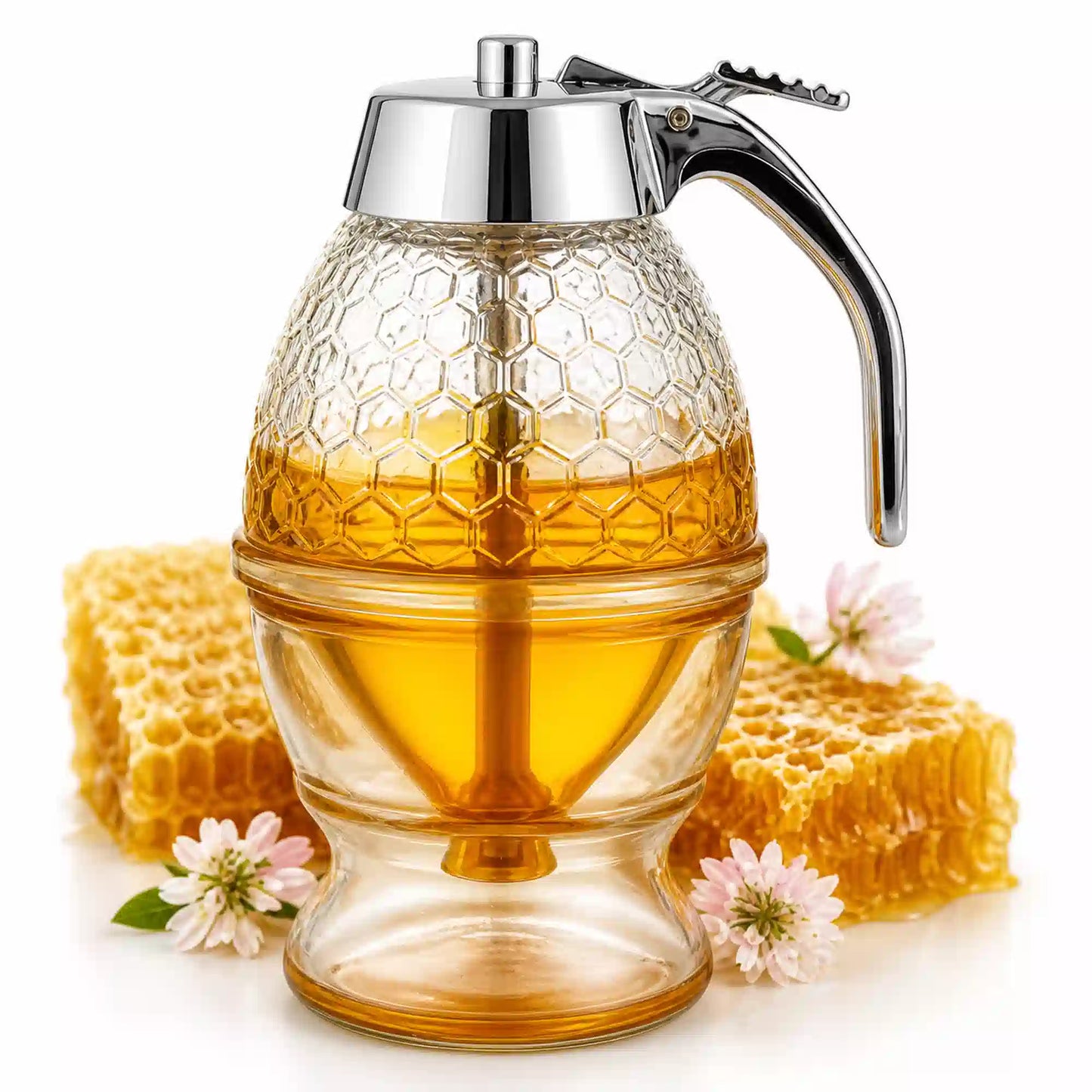 Stylish Honey Dispenser Pot | Beehive Design with Flow Control ( Honeycomb Pattern ) – Additional View