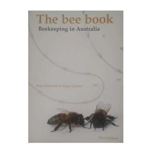 Book cover of 'The bee book: Beekeeping in Australia' with images of bees.