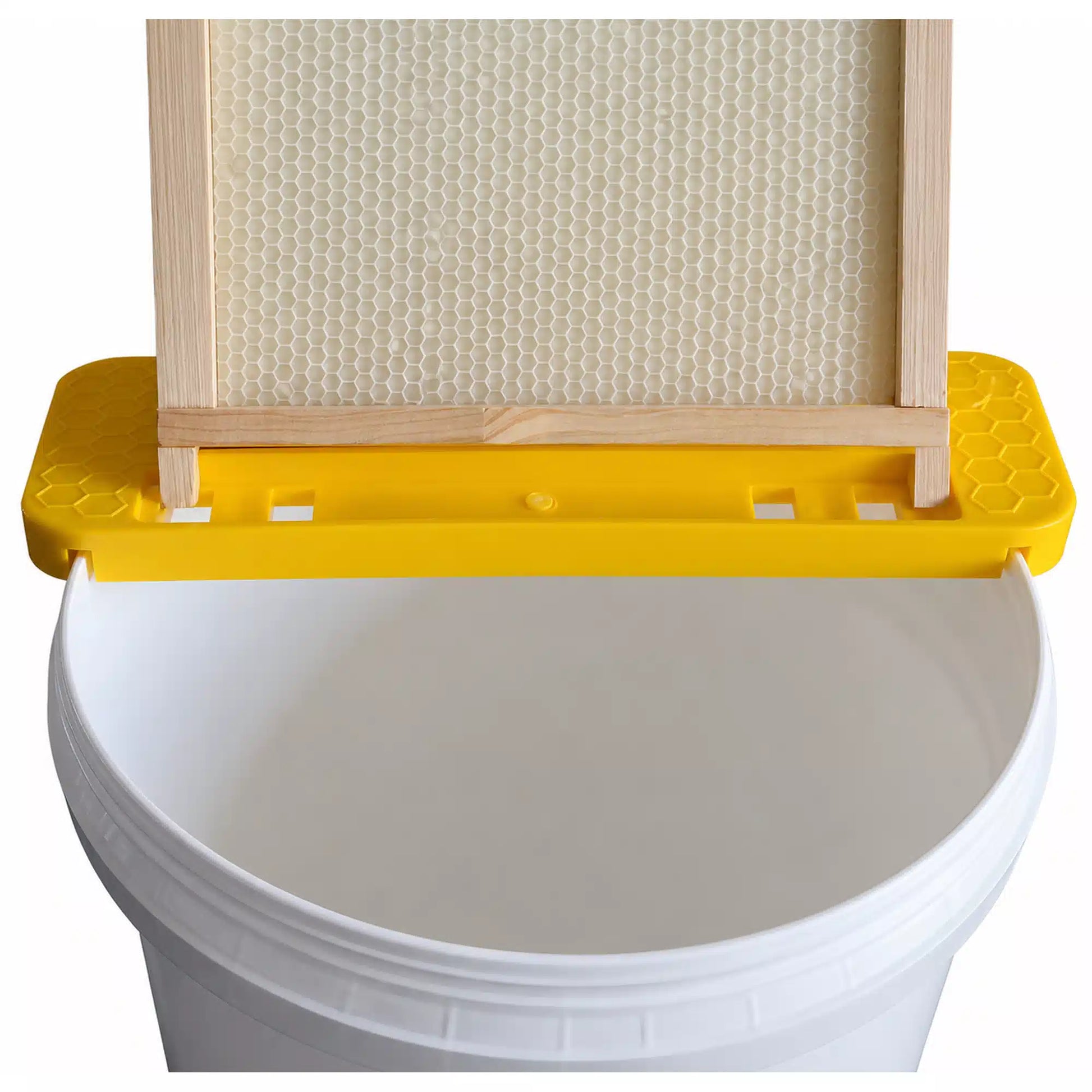 Beekeeping uncapping stand with yellow frame holder