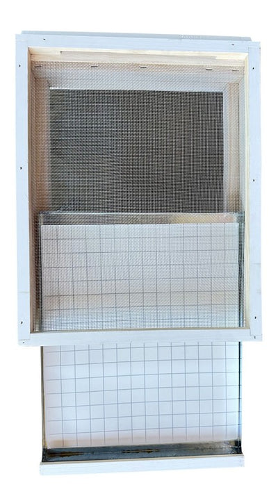 Varroa Mesh Bottom Board - Front view angle showcasing mite infestation monitoring capabilities for beekeepers.