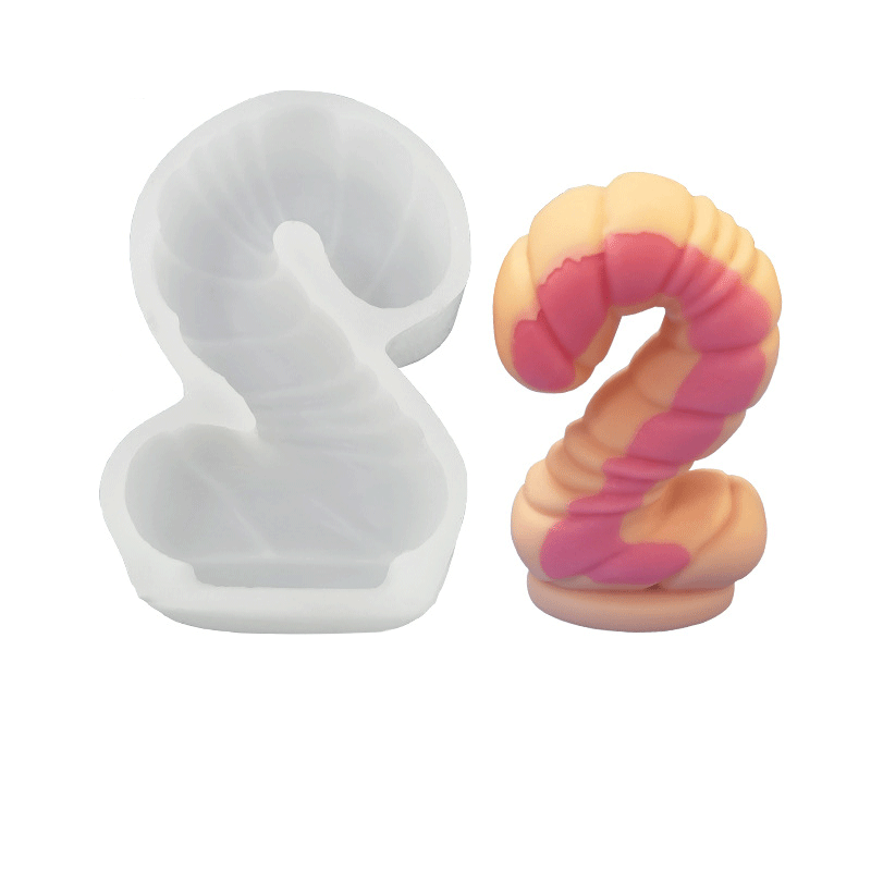2 Number Digital Silicone Candle Mould - Height 142mm