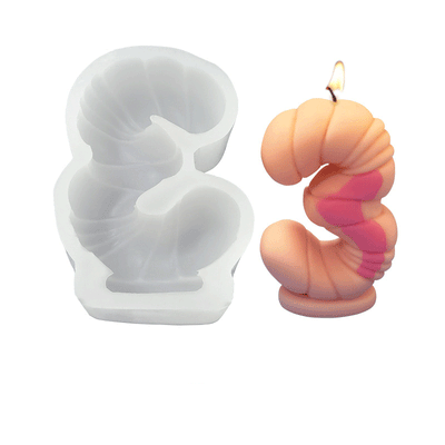 3 Number Digital Silicone Candle Mould - Height 146 mm