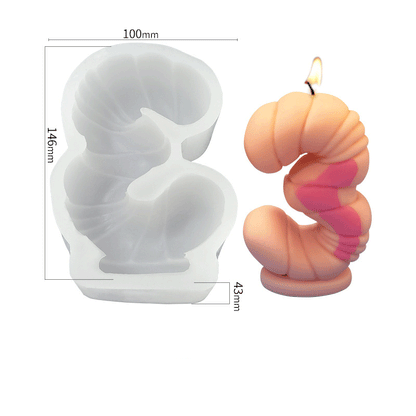 3 Number Digital Silicone Candle Mould - Height 146 mm