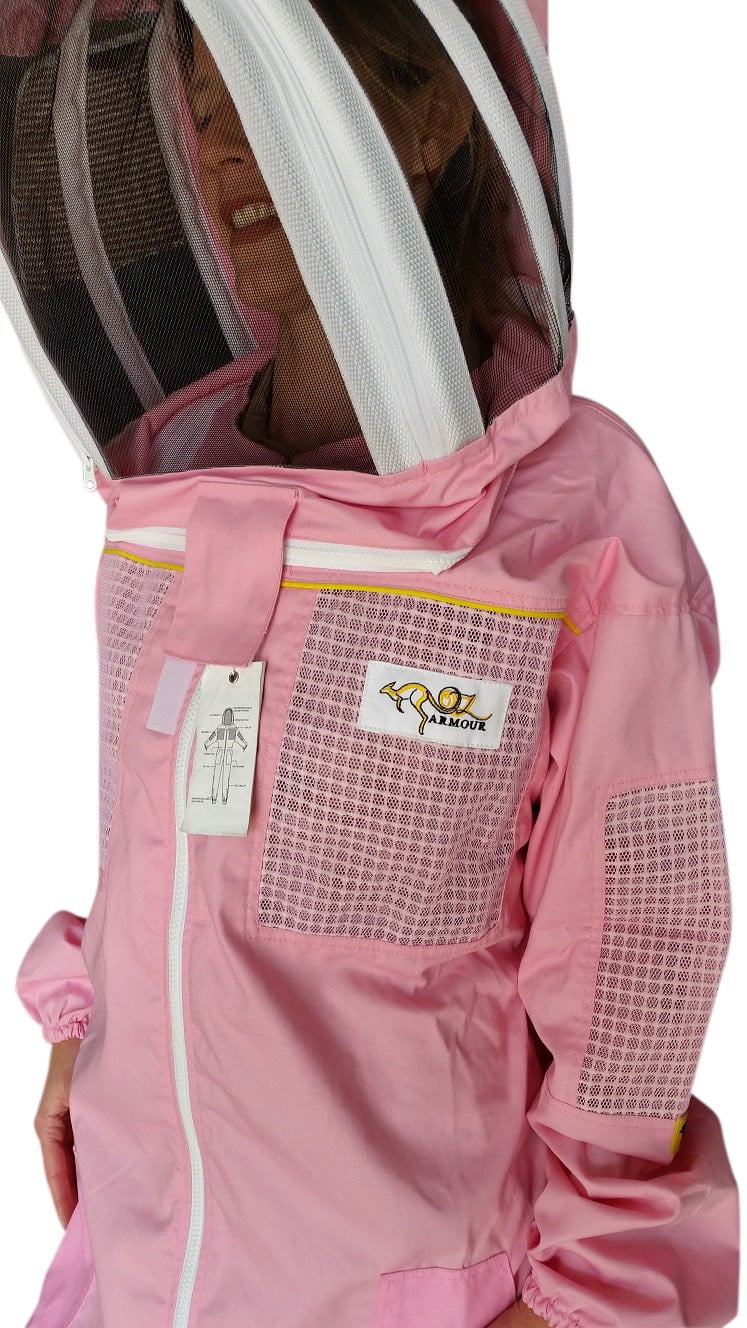 Pink Poly Cotton Semi Ventilated Beekeeping Suit With Fencing Veil