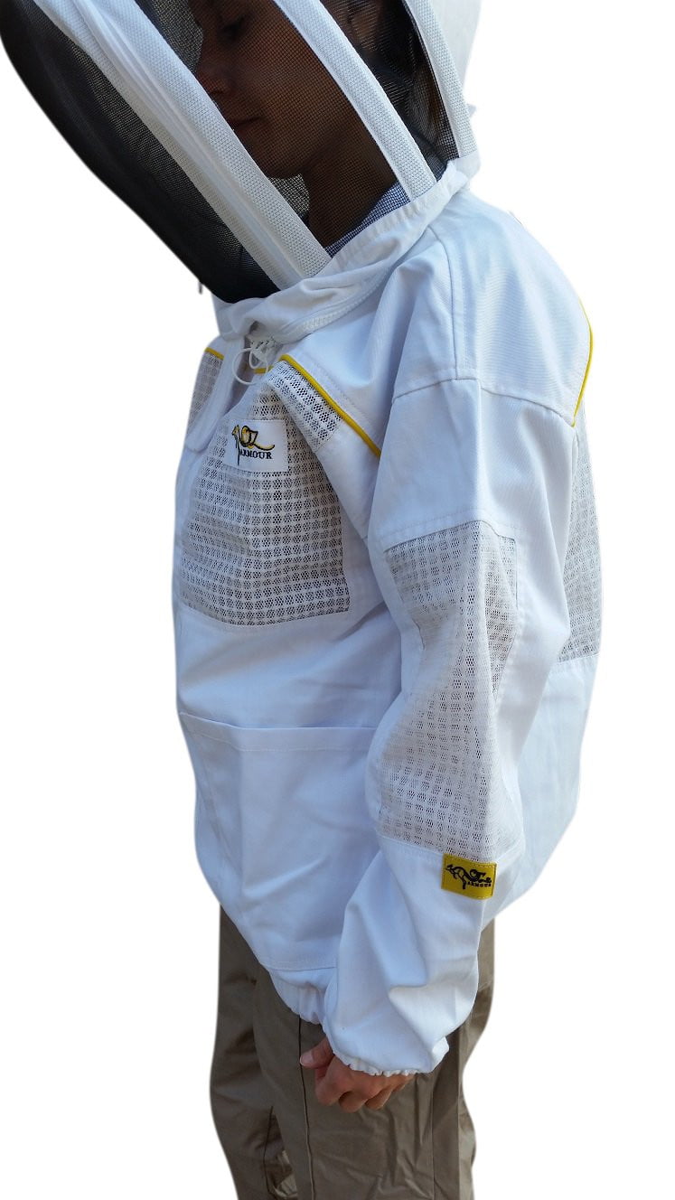 OZ ARMOUR Poly Cotton Semi Ventilated Beekeeping Jacket With Fencing Veil,Beekeeping,beekeeping gear,oz armour