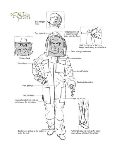 OZ ARMOUR Beekeeping Suit Ventilated Super Cool Air Mesh with Round Brim Hat Beekeeper Costume Kit,Beekeeping,beekeeping gear,oz armour