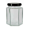 190 ml Hexagonal Glass Jars Honey Containers with Black Lids
