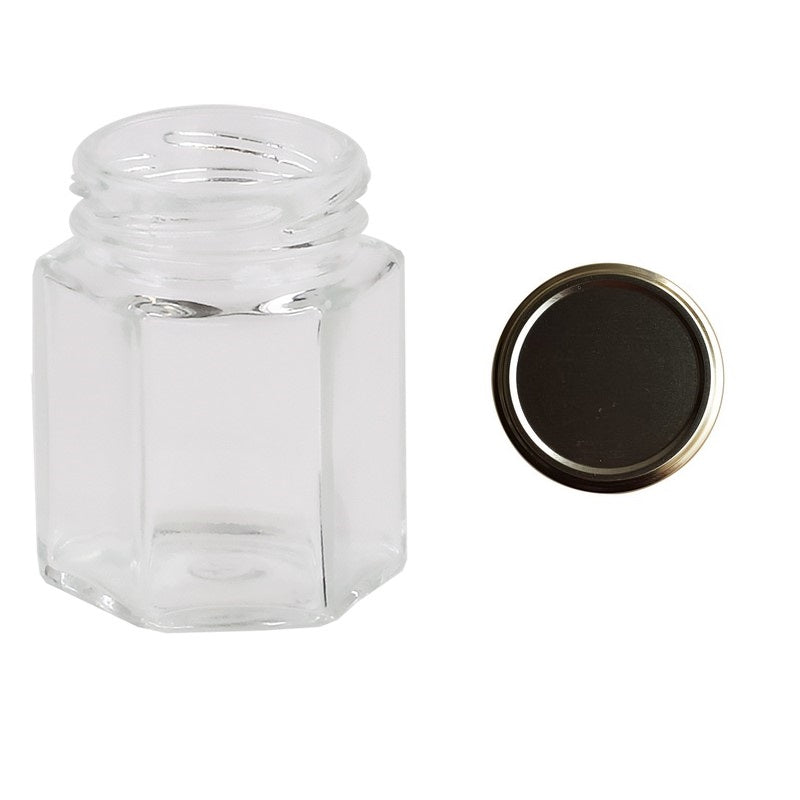 380 Ml Hexagonal Glass Jars Honey Containers Gold Lids - Beekeeping Gear