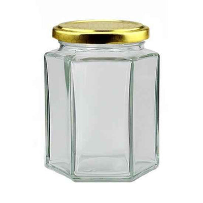 300ml Honeycomb Pattern Gold Lids glass jars