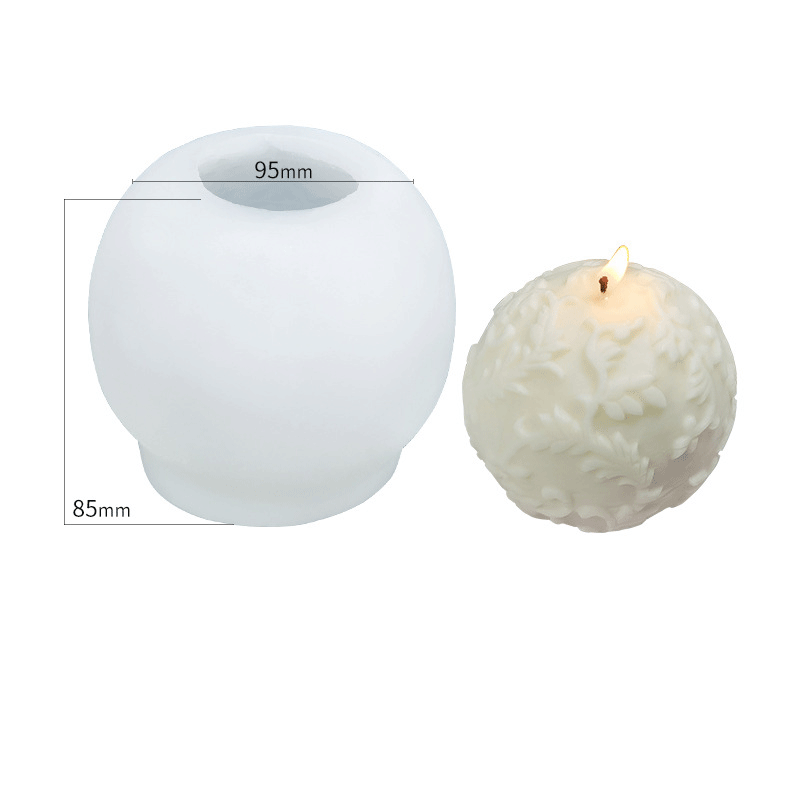 Leaves Ball Silicone Candle Mould - Height 85 mm