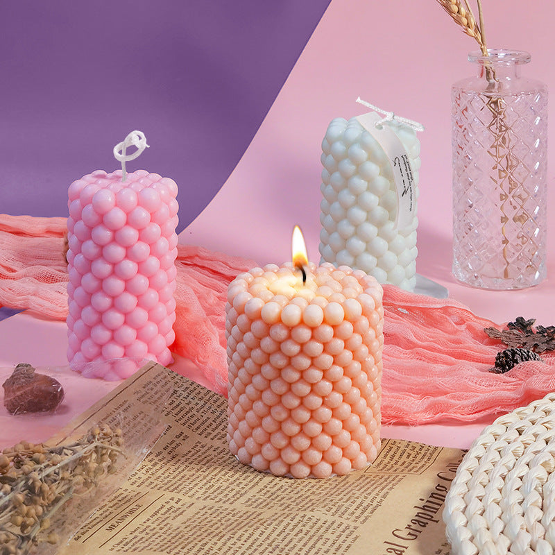 Bubble Shape Cylinder Silicone Candle Mould - Height 102 mm