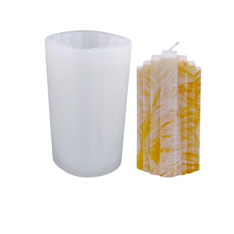 Stripped Pillar Silicone Candle Mould - Height 120 mm