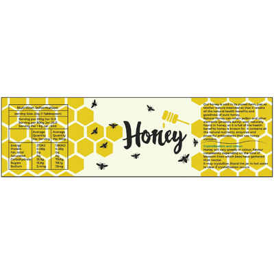 Honey Labels With Nutritional Facts (Long) Qty 100