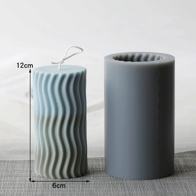 Waves Shape Cylinder Silicone Candle Mould - Height 12 cm