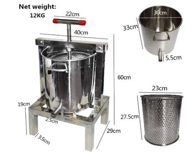 Stainless Steel Wax Press 10 Liter - Beekeeping Gear