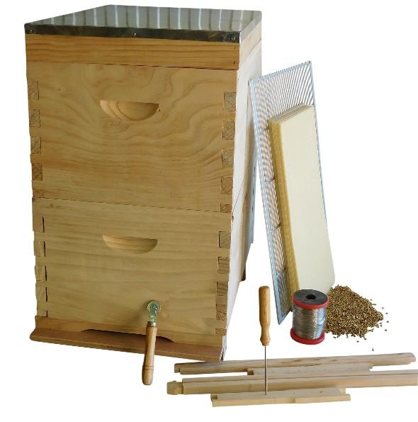 Beekeeping Starter Kit 1 Oz Armour New Zealand Pine Beehive & Tools - Beekeeping Gear