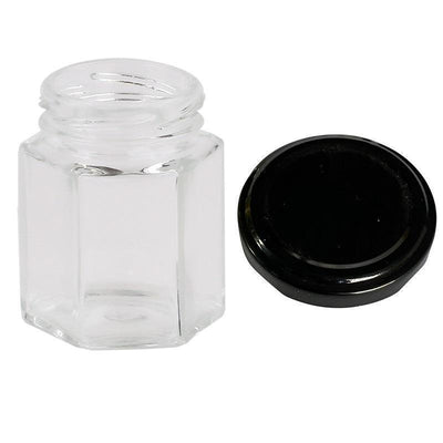380 Ml Hexagonal Glass Jars Honey Containers With Black Lids