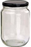 Round Glass Jars Honey Containers Black/White Lid
