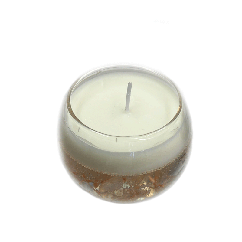 Round Glass Scented Candle Dry Leaves