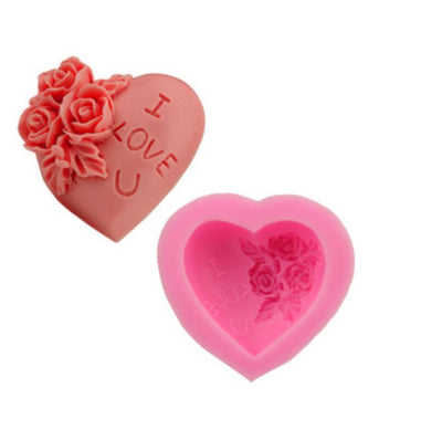 Silicone Candle/Bath Bomb Mould Heart shape "I Love You"