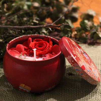 Red Rose Scented Candle Pot